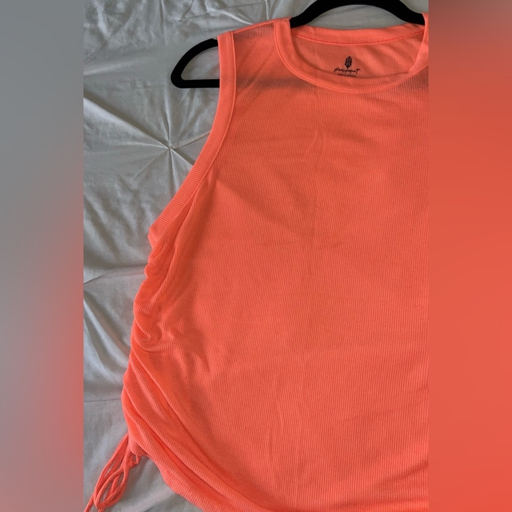 Free People Movement It’s A Cinch Bright Neon Pink Ribbed Tank Top SIZE MEDIUM - Picture 4 of 9